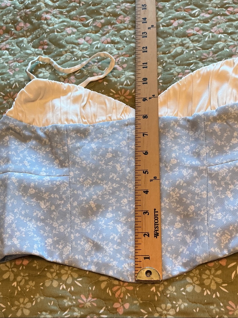Rumored Light.  Blue Floral Bustier Crop Top S NWT - Picture 7 of 9